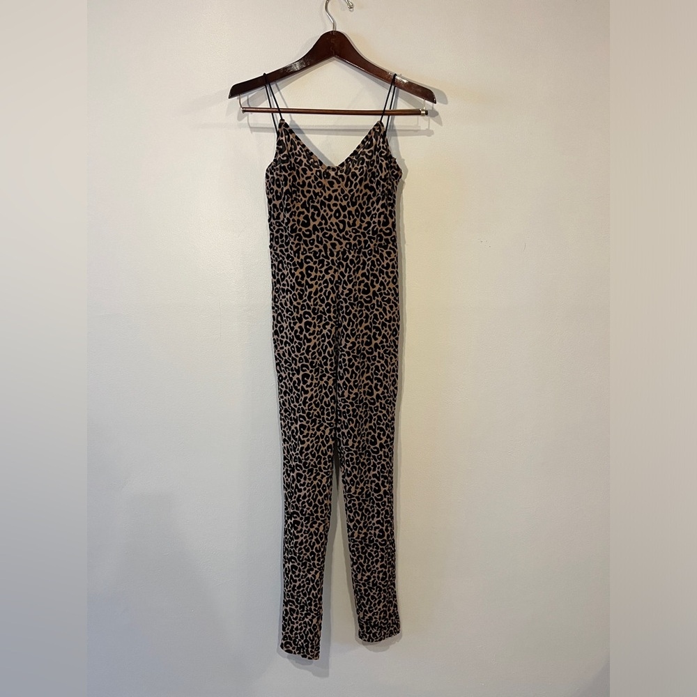 Leopard print sheer jumpsuit